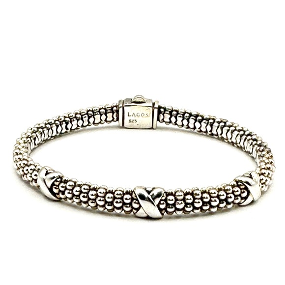 Lagos 3 Station X Silver Caviar Bracelet - Picture 1 of 6